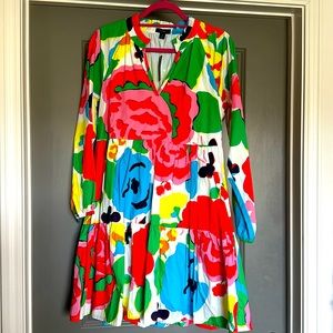 J. Crew Multicolor Ratti Jardin Floral A Line Popover Dress Oversized M
